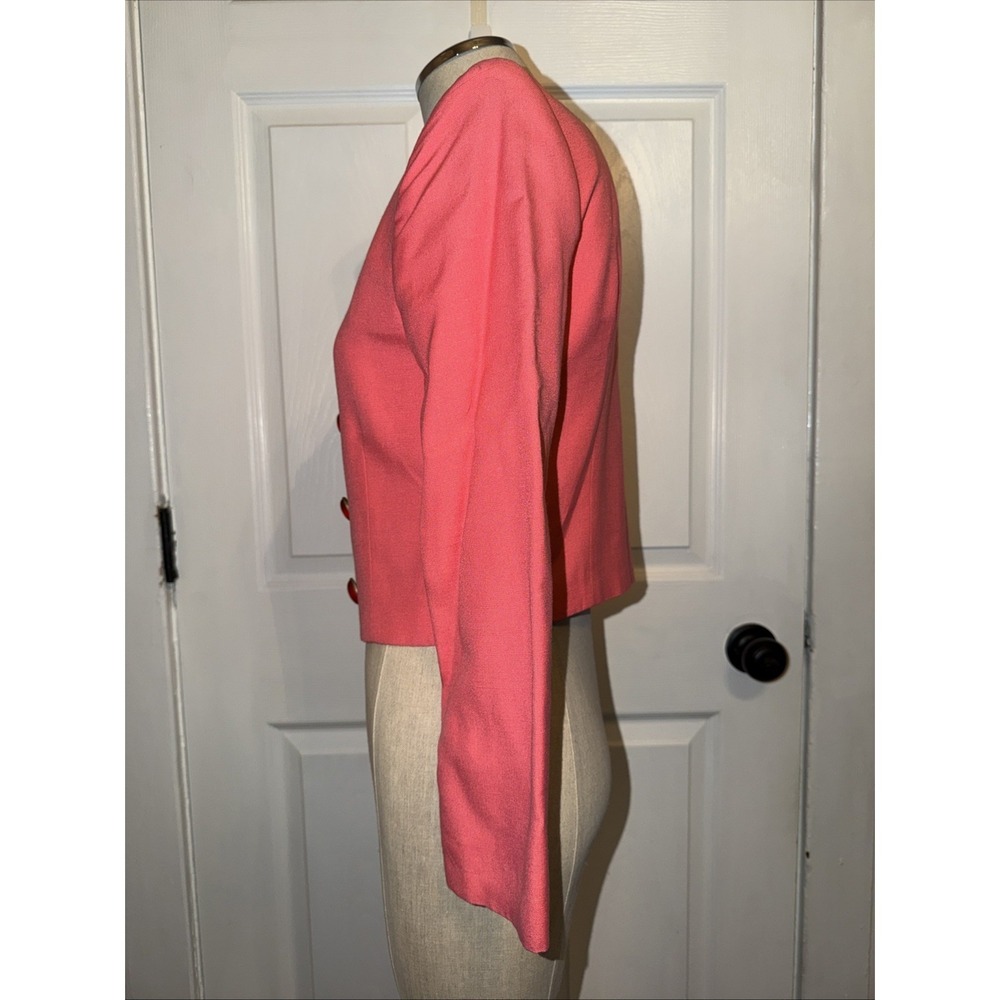 VTG‎ Christian Dior USA Sz 2 Power Blazer Jewel Oval Cabochon Buttons Crop 80's - Picture 5 of 12